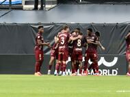 El Leganés celebra uno de los tantos.