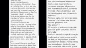 El texto publicado por el delantero azulgrana en las redes sociales.