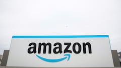 FILE PHOTO: The Amazon logo is displayed on a sign outside the company's LDJ5 sortation center, as employees begin voting to unionize a second warehouse in the Staten Island borough of New York City, U.S. April 25, 2022.  REUTERS/Brendan McDermid./File Photo