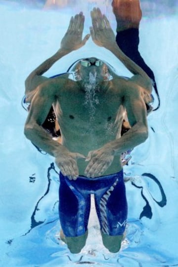 Imagen de la leyenda ol赤mpica de la nataci車n Michael Phelps compitiendo en los que ya son sus 迆ltimos Juegos Ol赤mpicos, R赤o 2016.