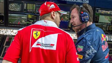 Sebastian Vettel junto a Christian Horner, su exjefe de Red Bull.