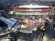 Aerial view of the Banorte Stadium (formerly known as Azteca) ahead of a friendly match between Mexico and Portugal, in Mexico City on March 28, 2026. (Photo by Yuri CORTEZ / AFP)