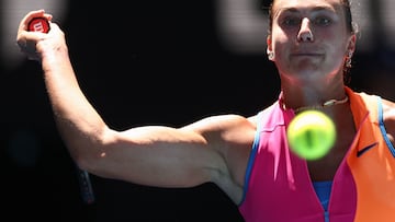 Aryna Sabalenka, durante su partido contra Iva Jovic en el Open de Australia.