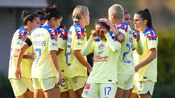  Maria Mauleon celebrates her goal 2-0 of America during the 3rd round match between America and Tijuana as part of the Torneo Clausura 2024 Liga MX Femenil at Cancha Centenario Stadium on January 18, 2024 in Mexico City, Mexico.