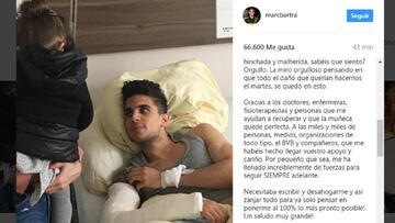 El mensaje de Marc Bartra a través de su perfil de Instagram.