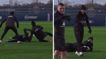 Mbappé and Neymar lose it after training nutmeg