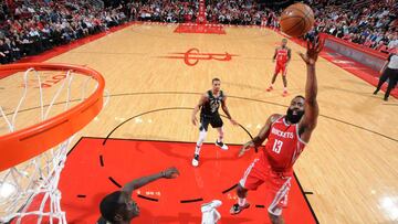 HOUSTON, TX - JANUARY 9: James Harden #13 of the Houston Rockets shoots the ball against the Milwaukee Bucks on January 9, 2019 at the Toyota Center in Houston, Texas. NOTE TO USER: User expressly acknowledges and agrees that, by downloading and or using 