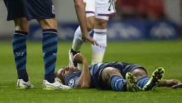 Danilo, tras el choque con su portero ante el Basilea