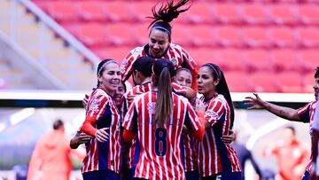 Jasmine Casarez celebrates her goal 1-0 of Guadalajara during the 1st round match between Guadalajara and Atletico de San Luis as part of the Liga BBVA MX Femenil, Torneo Clausura 2026 at Akron Stadium, on January 04, 2026 in Guadalajara, Jalisco, Mexico.