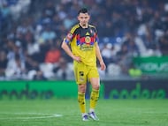 Alvaro Fidalgo of America during the quarter-final first match between Monterrey and America as part of the Liga BBVA MX, Torneo Apertura 2025 at BBVA Bancomer Stadium, on November 26, 2025 in Monterrey, Nuevo Leon, Mexico.