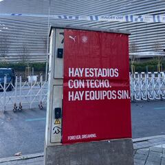 El Girona ironizó con la cubierta del Bernabéu