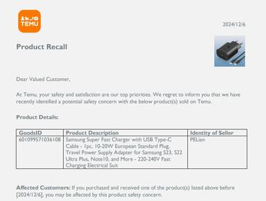 Ordenan la retirada inmediata de este peligroso cargador para dispositivos Samsung de Europa