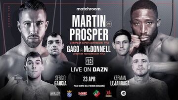 Cartel de la velada de Matchroom del 23 de abril en Barcelona.