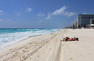 Las playas del caribe mexicano con un panorama inusual.