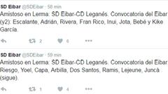 Convocatoria del Eibar.