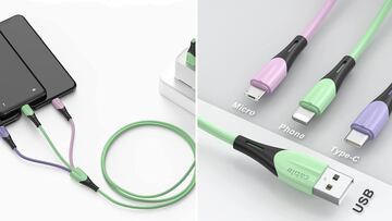 Carga hasta tres dispositivos a la vez con este cable USB, con un 54% de descuento