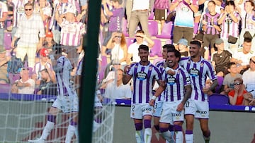 Valladolid. 1/10/2023.  8 jornada Liga HIPERMOTION Real Valladolid - Burgos CF. 
Gol de Monchu
Photogenic/Miguel Ángel Santos