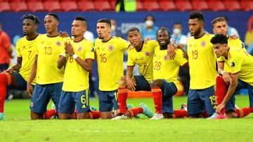 Jugadores de la Selección Colombia en un partido de Copa América
