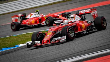Sebastian Vettel y Kimi Raikkonen durante el GP Alemania 2016.