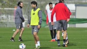 Banega, en un entrenamiento