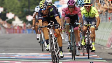 Alejandro Valverde llegó en cabeza en el grupo de favoritos.