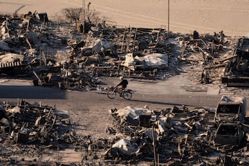 Imagen devastadora del barrio residencial Palisades que ha quedado totalmente destruido, por los incendios que  han arrasado ms de 15.000 hectreas en Los ?ngeles.