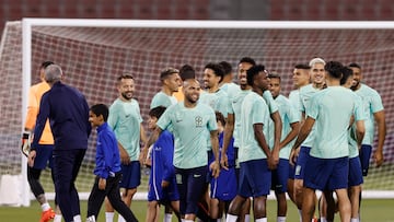 Los jugadores de Brasil, durante un entrenamiento.