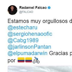 Falcao orgulloso de los ciclistas colombianos