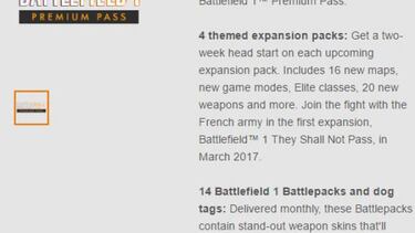 Battlefield 1 anuncia su servicio Premium, su season pass