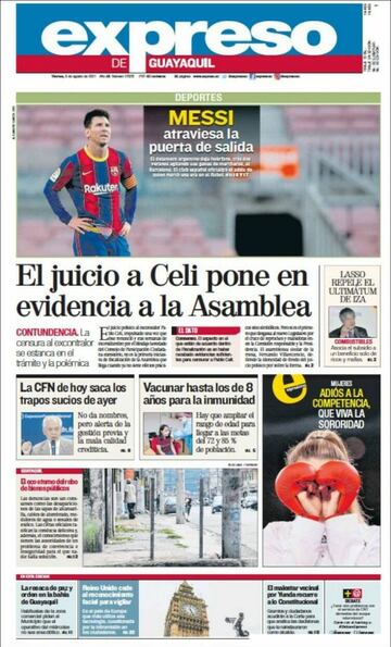 La salida de Messi, en las portadas de los periódicos de medio mundo