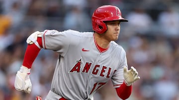 SAN DIEGO, CALIFORNIA - JULY 03: Shohei Ohtani #17 of the Los Angeles Angels runs to first base during a game against the San Diego Padres at PETCO Park on July 03, 2023 in San Diego, California.   Sean M. Haffey/Getty Images/AFP (Photo by Sean M. Haffey / GETTY IMAGES NORTH AMERICA / Getty Images via AFP)