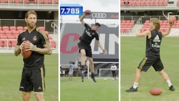 El divertido desafío de Ramos, Modric y Courtois en fútbol americano