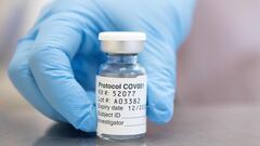 (FILES) In this file photo taken on November 23, 2020 An undated handout picture released by the University of Oxford, shows a vial of the University&#039;s COVID-19 candidate vaccine, known as AZD1222, co-invented by the University of Oxford and Vaccitec