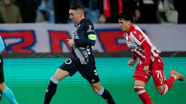 Iago Aspas durante el partido contra el Estrella Roja.