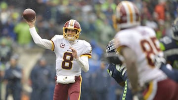 Nov 5, 2017; Seattle, WA, USA; Washington Redskins quarterback Kirk Cousins (8) passes the ball against the Seattle Seahawks during the first half at CenturyLink Field. Mandatory Credit: Steven Bisig-USA TODAY Sports