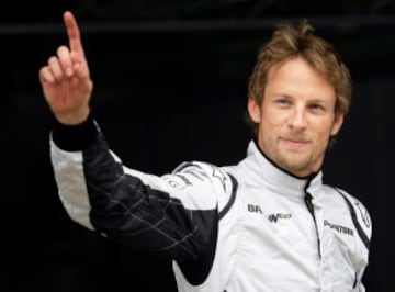 Jenson Button tras conseguir la pole en Montmeló en 2009.