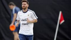 Messi, en el entrenamiento.