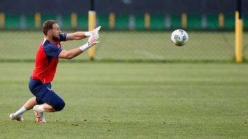 Oblak, portero del Atlético de Madrid, en un entrenamiento.