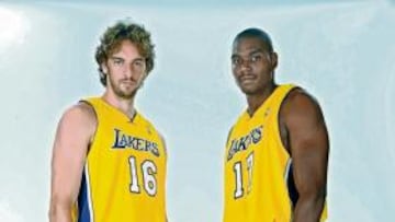 <b>TORRES DE GLAMOUR. </b> Pau Gasol y Andrew Bynum: las torres más altas del glamour de Hollywood.
