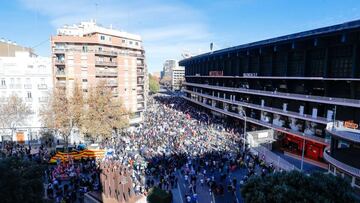 La manifestación, en Mestalla.