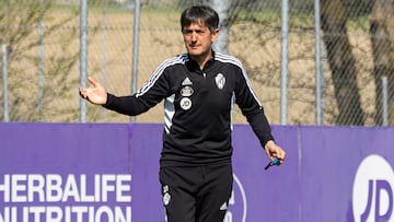 Pacheta, en el entrenamiento del Real Valladolid el pasado martes.