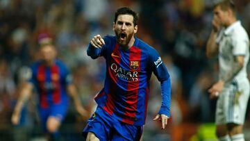 Messi celebra el tercer gol del Barcelona.