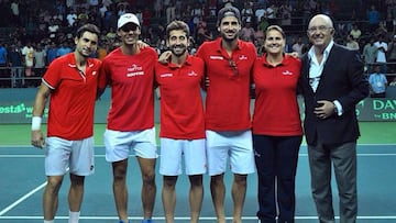 Ferrer, Nadal, Marc L&oacute;pez, Feliciano, Conchita y Miguel D&iacute;az, presidente de la RFET. 