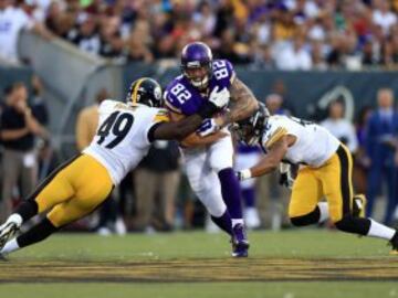 Vikings y Steelers utilizaron a pocos titulares en el partido del domingo. El que sí jugó fue el tight end de Minnesota, Kyle Rudolph, que reaparecía después de perderse la mayor parte de la pasada temporada.