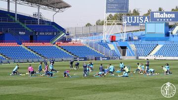 El Getafe, en un entrenamiento.