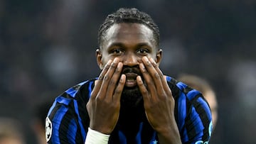 Marcus Thuram celebra un gol en el partido de Champions League contra el Ajax.