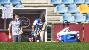 Salva Ruiz, tras ser sustituido por su lesión.