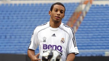 El lateral izquierdo brasile&ntilde;o del Real Madrid, Marcelo Vieira, en su presentaci&oacute;n.