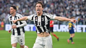 Kenan Yildiz, celebrando un gol con la Juventus.