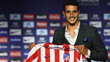 Mario Hermoso, durante su presentación con el Atlético.